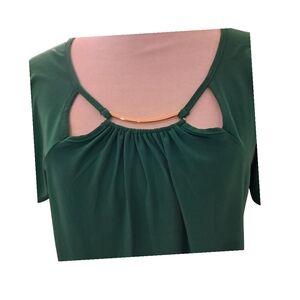Luxology Green Cutout Neck Tee with Gold Accent